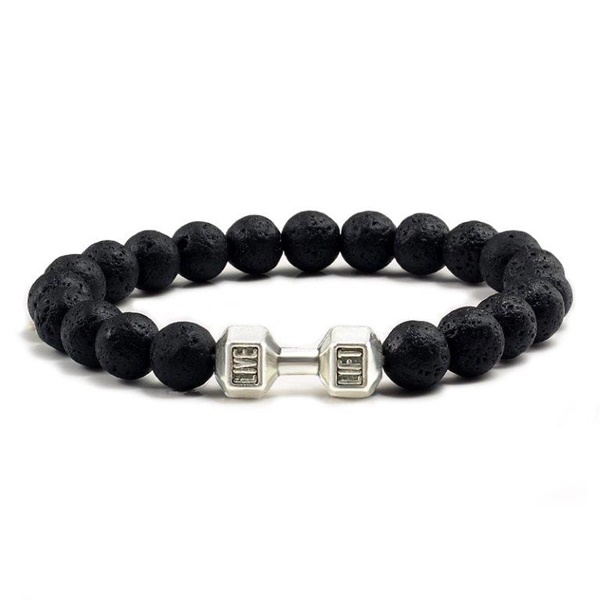 Hot-Natural-Stone-Dumbbell-Beaded-Bracelets-Unisex-Black-Lava-Stone-Beads-Fitness-Fit-Life-Prayer-Bracelets si