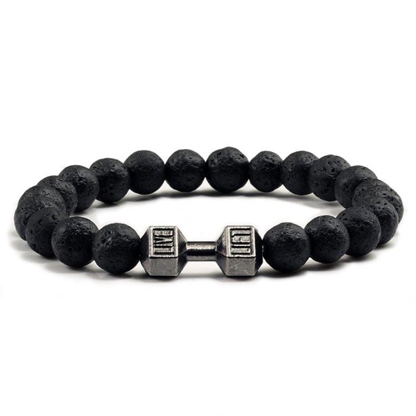 Hot-Natural-Stone-Dumbbell-Beaded-Bracelets-Unisex-Black-Lava-Stone-Beads-Fitness-Fit-Life-Prayer-Bracelets