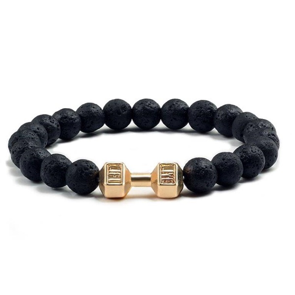 Hot-Natural-Stone-Dumbbell-Beaded-Bracelets-Unisex-Black-Lava-Stone-Beads-Fitness-Fit-Life-Prayer-Braceletsgggg